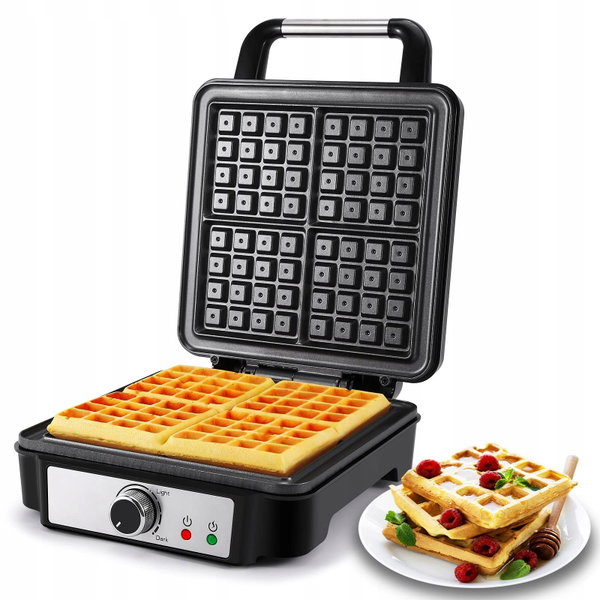 Gofrownica YASHE 1200W 4 Belgijskie Gofry Regulacja Mocy Chrupiące
