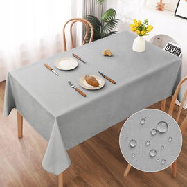 Obrus Zmywalny 130x160cm AooHome Wodoodporny Lotos Jasnoszary