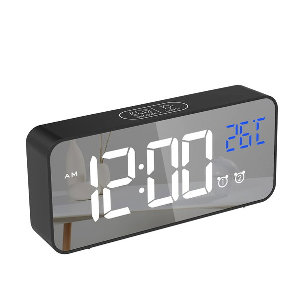 BUDZIK CYFROWY CHEREEKI HU-XI-201 LED TERMOMETR USB CZARNY