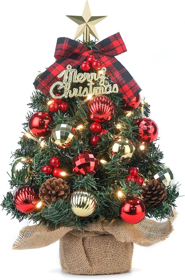 CHOINKA MINI DEWUR TREE-60-US 60 CM CZERWONA Z OŚWIETLENIEM LED