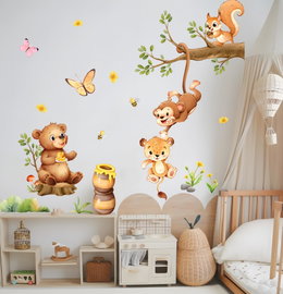 NAKLEJKI ŚCIENNE DLA DZIECI ZWIERZĘTA SAFARI 2 SZT. WINYL 90X30CM ZSQT02