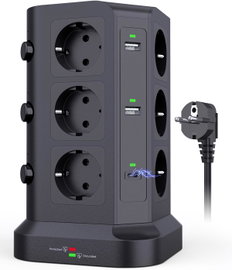 LISTWA ZASILAJĄCA KOOSLA 12 GNIAZDEK 2 USB-C 20W USB-A 2M CZARNA