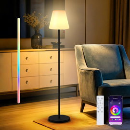 Lampa podłogowa LED Solar RGB USB z pilotem czarna ogrodowa