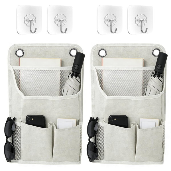 ORGANIZER ŚCIENNY RYLAE 2 SZT. LEN BAWEŁNA 5 KIESZENI BEŻOWY 36X22 CM