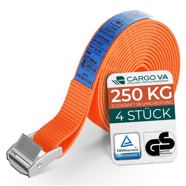 PAS MOCUJĄCY CARGO VA 250KG 25MM X 0,5M ZESTAW 4 SZT. DO MOTOCYKLA ROWERU