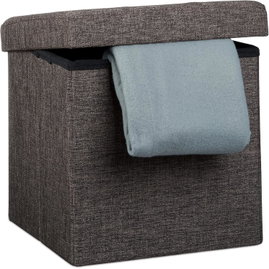 TABORET SKŁADANY KOSTKA DO SIEDZENIA 38X38X38 CM 40L BRĄZOWA