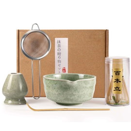 ZESTAW DO MATCHA 5W1 MISKA CHAWAN MIOTEŁKA CHASEN SITKO STOJAK CERAMIKA