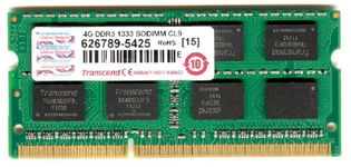 Real Foto DDR3 4GB TRANSCEND 1333 SODIMM CL9
