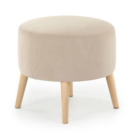 Pufa Tapicerowana, Beż, Puf, Pufa okrągła, Podnóżek