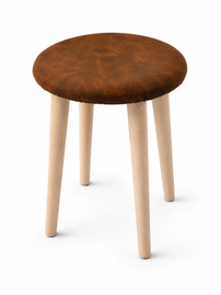 Taboret, Taborek Drewniany, Krzesło, Stołek, Taboret okrągły tapicerowany, Brąz