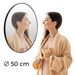 Okrągłe lustro ścienne 50 cm wiszące nowoczesne czarna rama aluminium