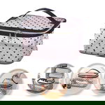Kosmetyczka damska kuferek transparentna czarne serca 12x21x13cm KS125