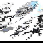 Fotel gamingowy obrotowy PANDA z podnóżkiem i z masażerem KIDS ZONE KO34
