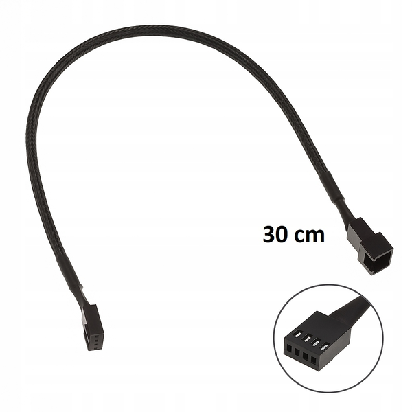 PRZEDŁUŻACZ ZASILANIA WENTYLATORA PWM 4-PIN 4pin 30CM FAN EXTENSION CABLE