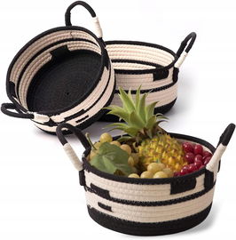 Kosz do przechowywania organizer pleciony okrągły z uchwytami 22-32cm 3szt