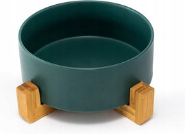 CERAMICZNA MISKA DLA DUŻEGO PSA Z BAMBUSOWYM STOJAKIEM