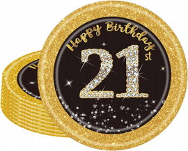 Papierowe talerzyki - 16 szt. na 21. urodziny 18cm POPOYU