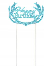 Topper na tort Happy Birthday z kryształami - dekoracja na urodziny