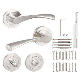 Klamka drzwiowa ETNAeco nikiel z rozetą do WC GRATIS, klamka do drzwi