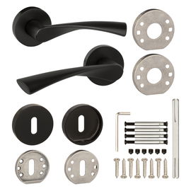 Klamka drzwiowa ETNA czarny mat z rozetą pod klucz GRATIS, klamka do drzwi