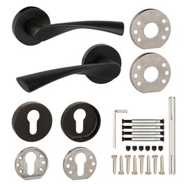 Klamka drzwiowa ETNA czarny mat z rozetą pod wkład GRATIS, klamka do drzwi