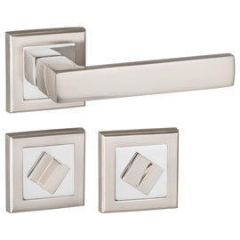 Klamka drzwiowa TENORIO nikiel/chrom z rozetą do WC GRATIS, Klamka do drzwi