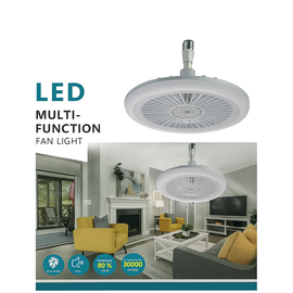 Wentylator sufitowy LED 30W z pilotem E27 – 3 prędkości, cichy, regulowany