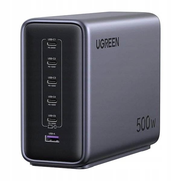 UGREEN Nexode X759 Ładowarka GaN 500W 6-Portowa PD 3.1 240W USB-C Szara