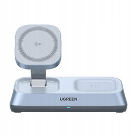 Ugreen MagFlow Szybka Ładowarka Indukcyjna 3w1 Qi2 25W Z Portem USB-C Szara