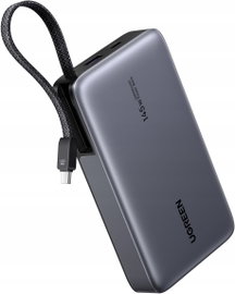 UGREEN PB551 Szybki Powerbank 20000mAh 145W USB-C+USB Wbudowany Kabel Szary
