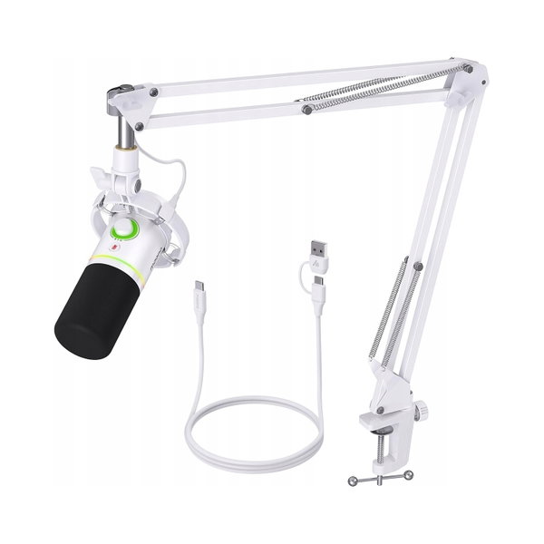 Maono PD200XS Mikrofon Dynamiczny USB/XLR RGB Gaming Stream Podcast Biały