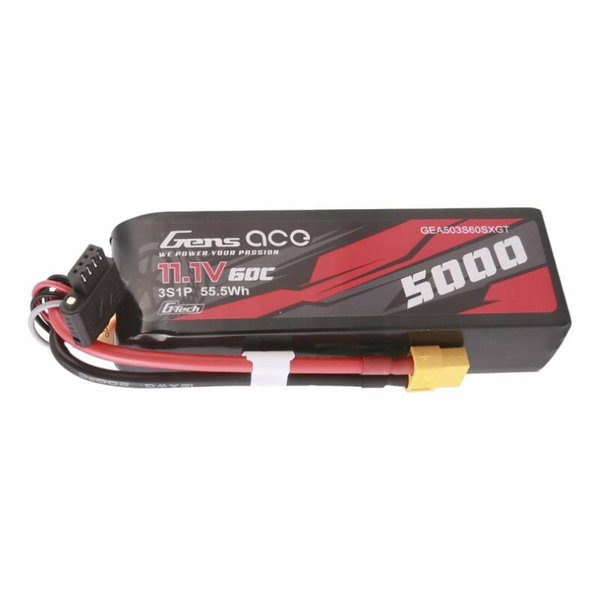 Akumulator Gens ace G-Tech 5000mAh 11.1V Short-Size z konektorem XT60 Plug