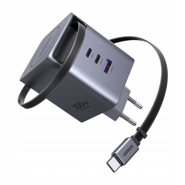 Ugreen Szybka Ładowarka Sieciowa GaN 45W Zwijany Kabel USB-C Do Telefonu