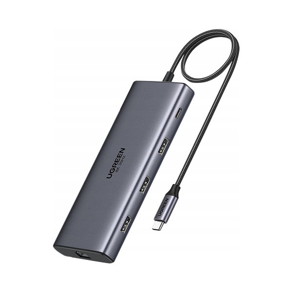 Ugreen Rozdzielacz Hub USB-C CM639 2xHDMI 3xUSB USB-C SD/TF RJ45 PD 100W 8K