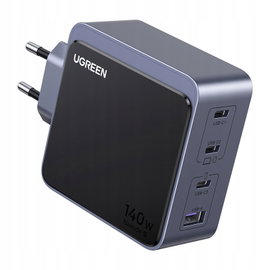 Ugreen Nexode S 140W Ladowarka GaN 3x USB C USB A Szybkie Ladowanie Szara