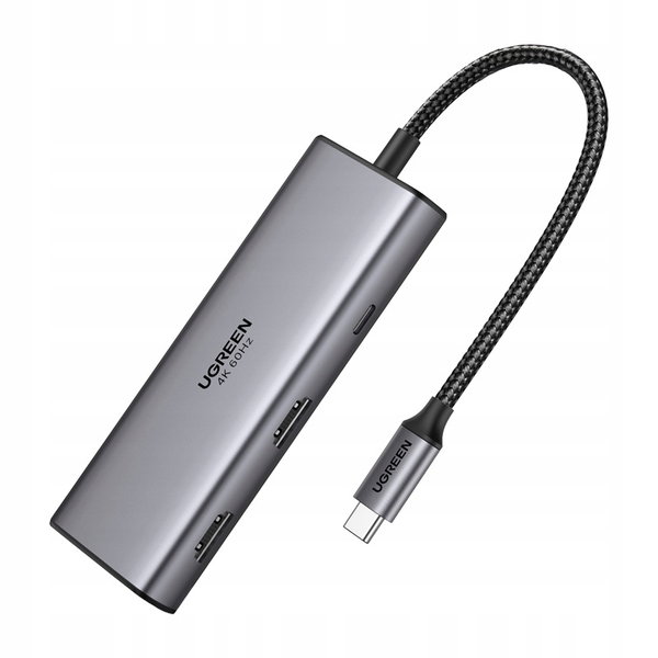 Ugreen CM498 Hub USB-C 7w1 2xHDMI 4K@60Hz 2xUSB 2xUSB-C PD 100W Aluminiowy