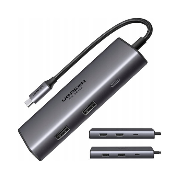 UGREEN ADAPTER 6W1 HUB USB DO 2X USB-A 3.0 USB-C 3.0 2XHDMI POWER DELIVERY