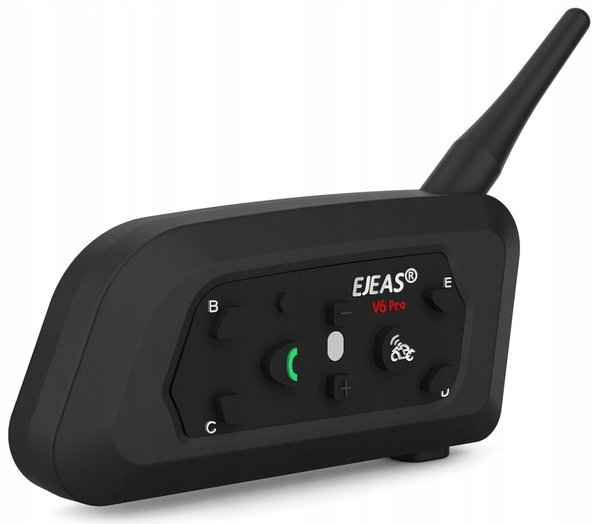 EJEAS V6 PRO+ INTERKOM MOTOCYKLOWY NA KASK MAX 800M 6 OSÓB BT 5.1 APLIKACJA