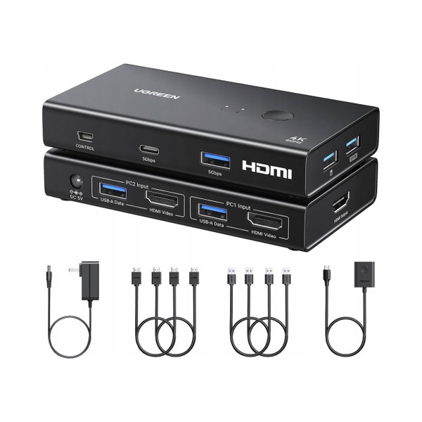 UGREEN AK502 Przełącznik Adapter Switch KVM 2w1 HDMI 2.0 3x USB-A 1xUSB-C