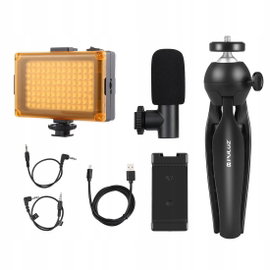 PULUZ ZESTAW DO NAGRYWANIA STATYW TRIPOD LAMPA LED MOCNY UCHWYT NA TELEFON