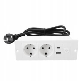 LISTWA ZASILAJĄCA WBUDOWANE OGNIOODPORNY 16A USB TYPEC 3W1 175x62x60 MM
