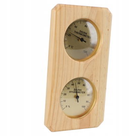 TERMOMETR I HIGROMETR DO SAUNY DREWNIANY NAŚCIENNE TRWAŁY 255x135x30 mm