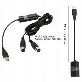 KABEL MIDI INTERFEJS NA USB DO KOMPUTERÓW I INSTRUMENTÓW CYFROWYCH 19.5CM