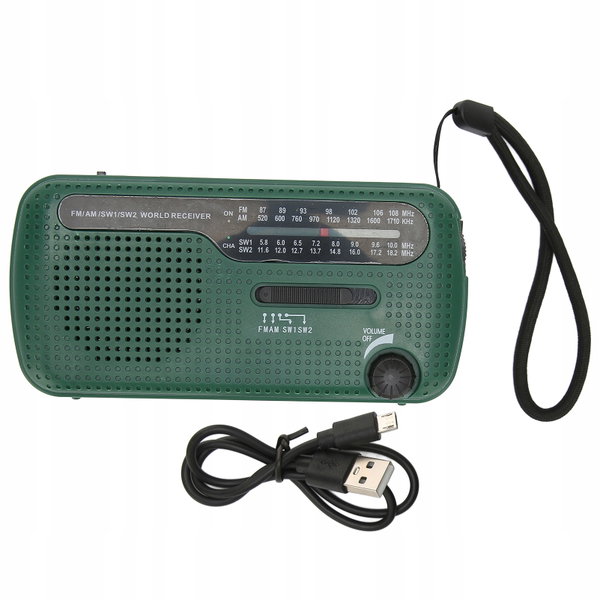 RADIO NA KORBKĘ PRZENOŚNE WIELOFUNKCYJNY 13.5x7x5 cm AM FM SW1 SW2