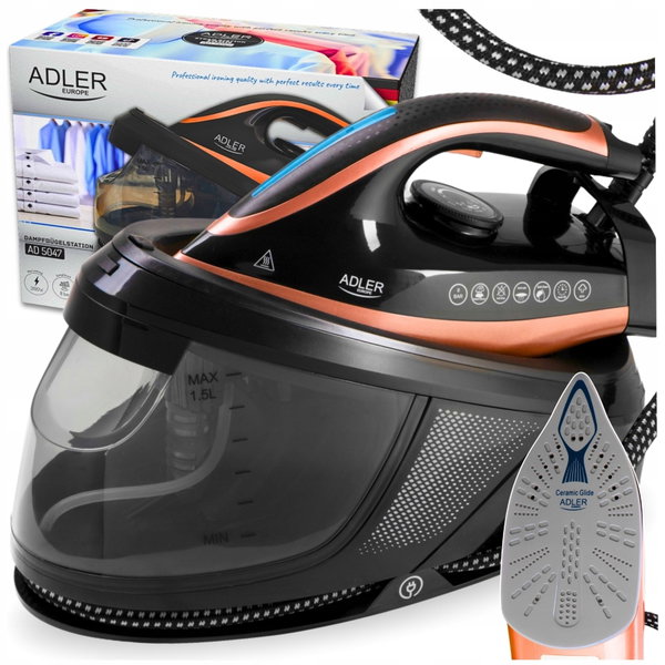 Żelazko ze stacją parową Adler Generator pary 8 BAR Anti-calc Anti-drip