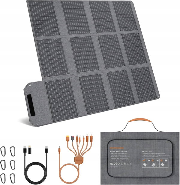 PANEL SŁONECZNY 120W SKŁADANY USB-C DC WODOODPORNY