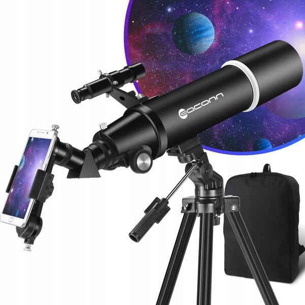 TELESKOP ASTRONOMICZNY 80/600 ZESTAW Z AKCESORIAMI