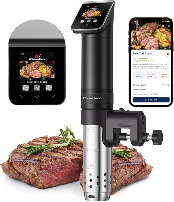 CYRKULATOR SOUS VIDE WIFI 1100W 50L LED IPX7 DOTYKOWY TIMER 40–90°C