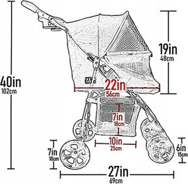 WÓZEK SPACEROWY DLA PSA I KOTA LEKKI SKŁADANY BEZ ZAMKA DO 11 KG