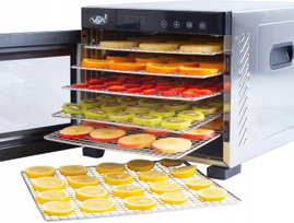 SUSZARKA DO ŻYWNOŚCI STALOWA 6 TAC TIMER LCD REGULACJA TEMPERATURY 650W